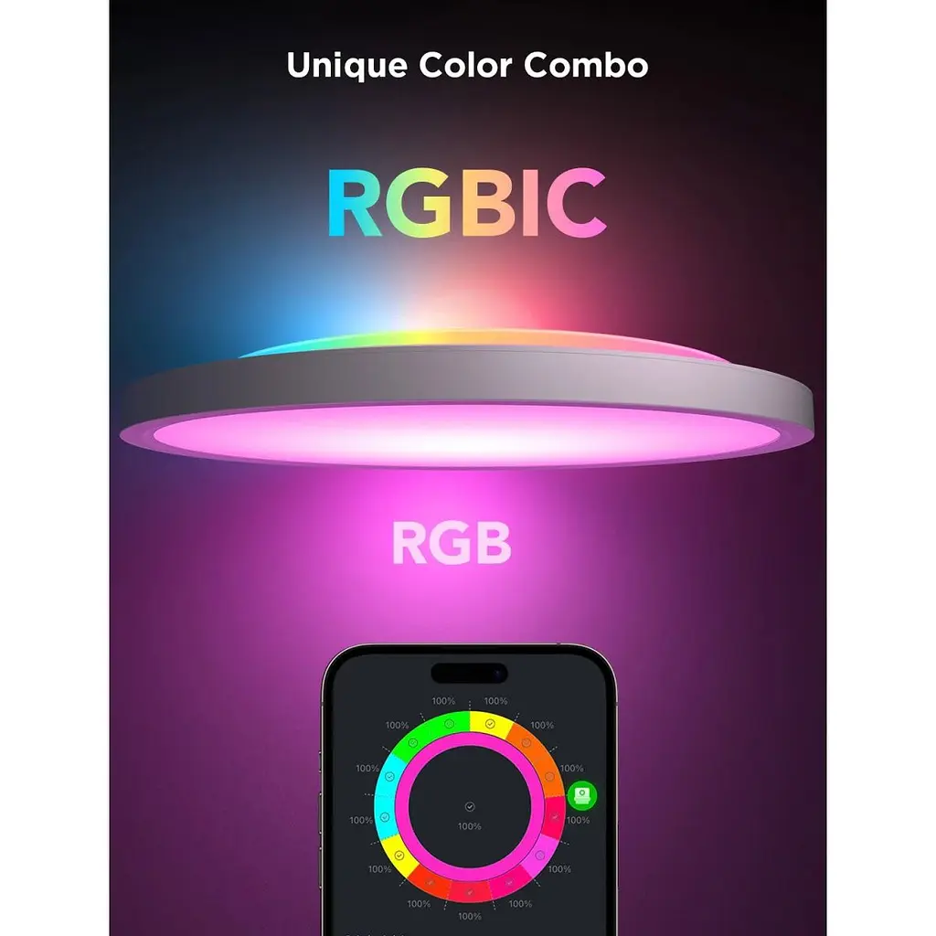 Потолочный светильник Govee 30cm RGBWW + RGBIC Smart Ceiling Light (H60A1) [129580] - фото 3