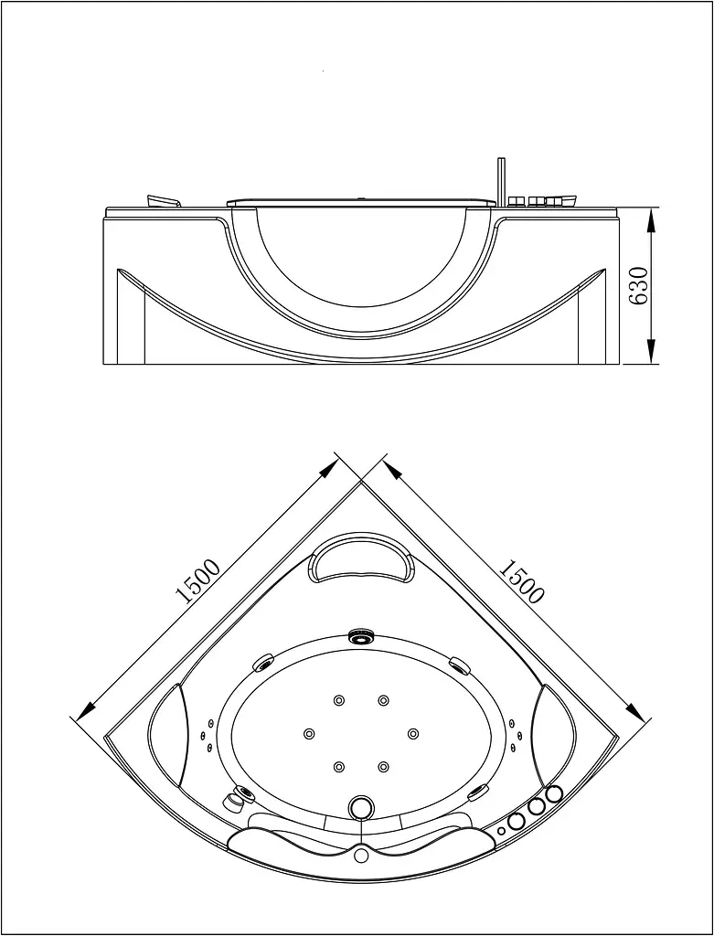 Ванна гідро-аеромасажна Volle 150x150 12-88-103A - фото 4
