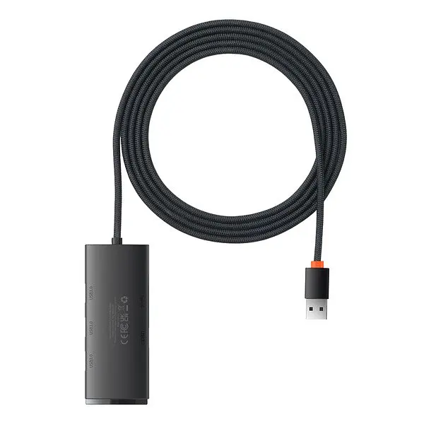 Концентратор - USB-хаб Baseus Lite Series 4-Port USB-A HUB Adapter (USB-A to USB 3.0*4) 2 метри чорний WKQX030201 - фото 4