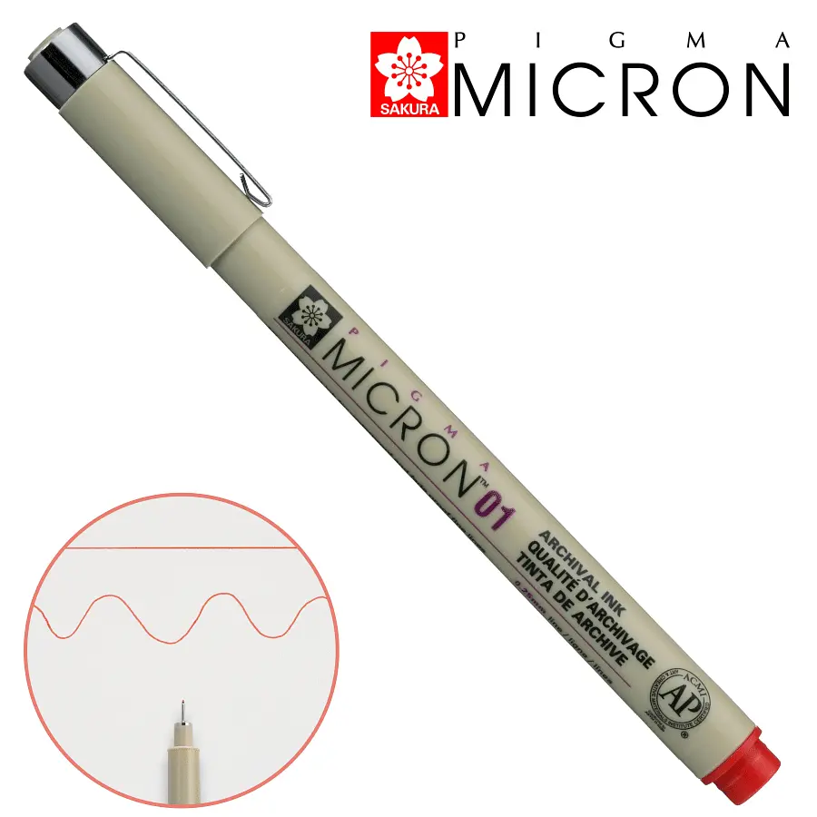 Лінер Sakura PIGMA MICRON (0.1), 0,25 мм червоний