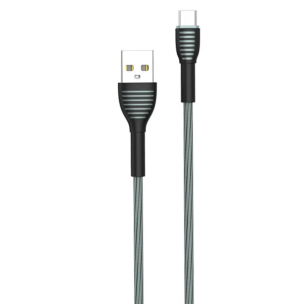 Кабель ColorWay USB - micro USB (M/M), Braided Cloth, 3 А, 1 м, Gray (CW-CBUM041-GR) - фото 2
