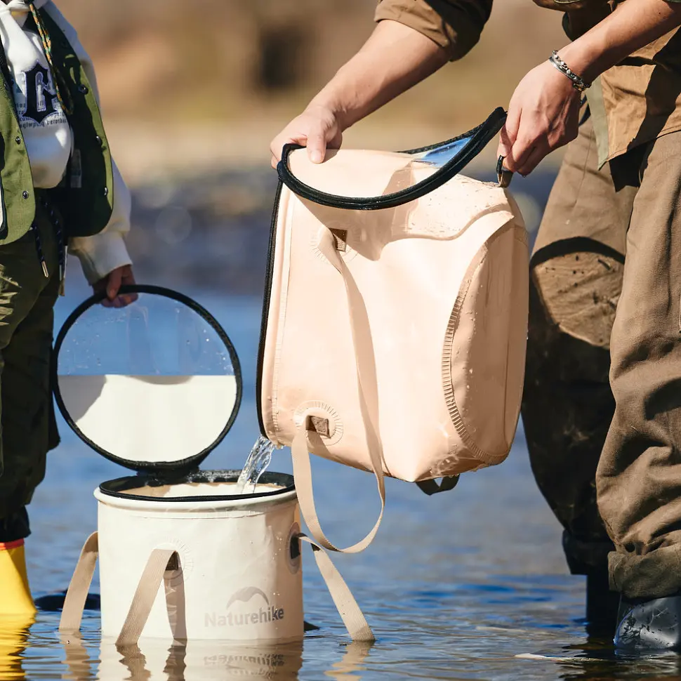 Складане відро для води з ЕВА Naturehike CNK2350CF010, 20 л, бежевий - фото 4