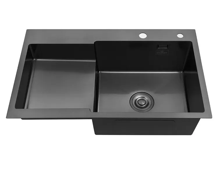 Кухонна мийка Kroner KRP PVD Schwarze - 7848RHM (3,0/1,0 мм) (CV030024) - фото 2