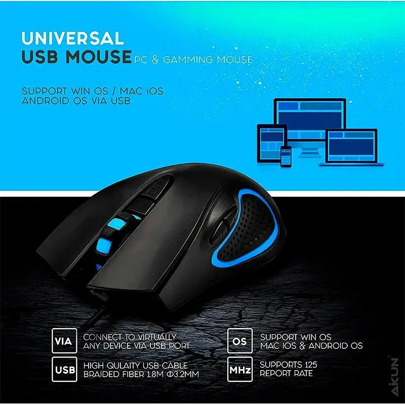 Миша Aikun Apparition Optical Gaming Mouse Backlight GX53 1000-3200DPI - фото 9
