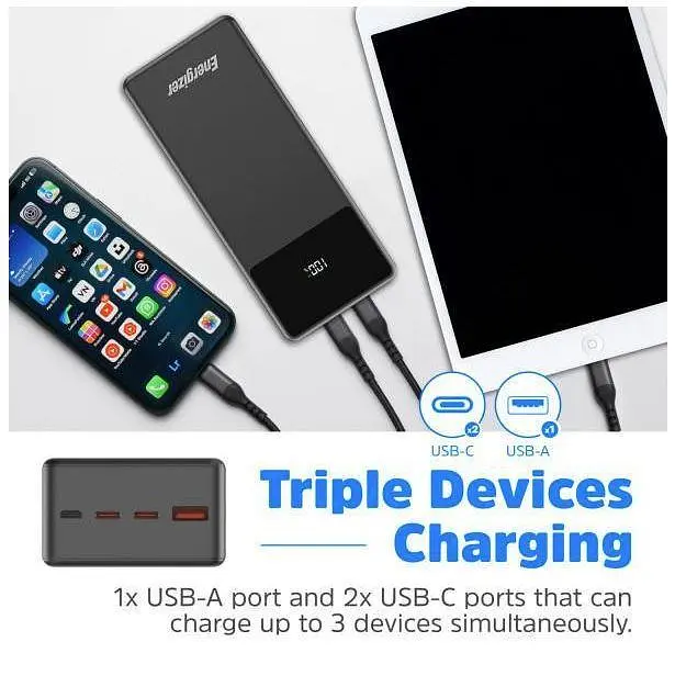 Зовнішній акумулятор Energizer 27000mAh 65W PD QC3.0 LCD display UE27062PQ - фото 6
