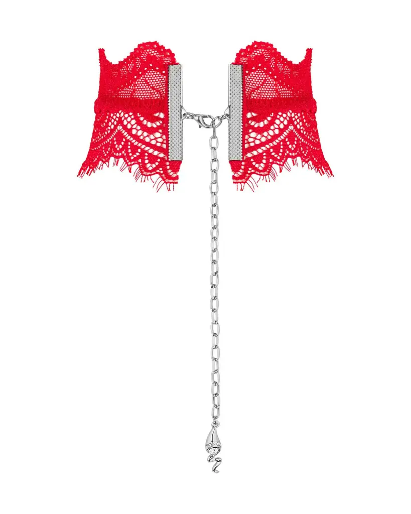 Широкий мереживний чокер Obsessive Bergamore choker, red - фото 2