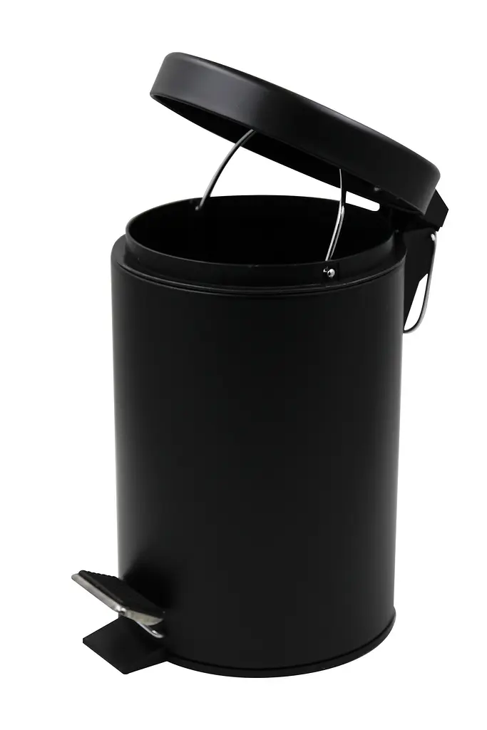 Відро для сміття кругле Zerix Solo-TC0103 3 л чорний black ZX5896, Чорний матовий - фото 4