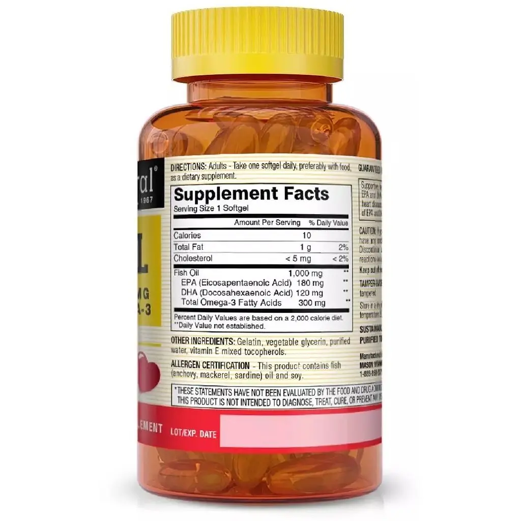 Риб'ячий жир Mason Natural Omega-3 Fish Oil 1000 мг 200 капсул - фото 2
