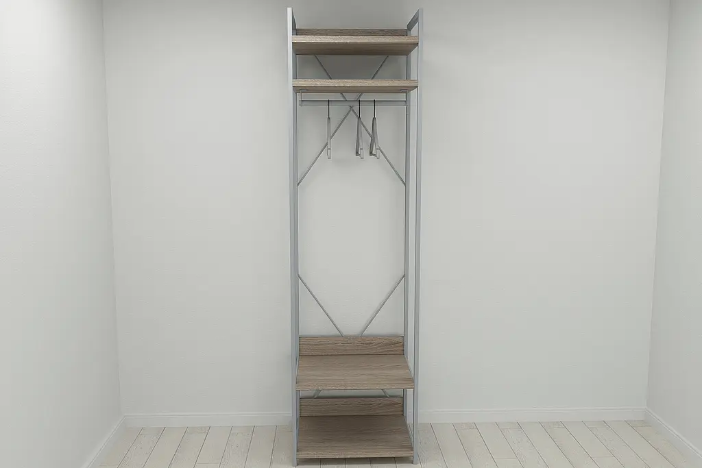 Шафа Гардероб Уні секція 2 серії Конект Ferrum-decor 220x60x50см Сірий метал ДСП Дуб Сонома Трюфель 32 мм (FRD-104542) - фото 8