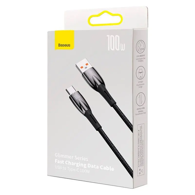 Кабель Baseus Type-C Gli ммer Series Fast Charging Data Cable 1 м 100W/6A - фото 2