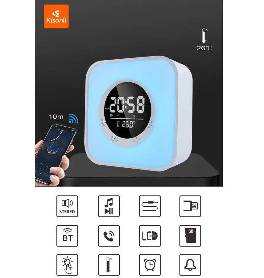 Портативная колонка, часы, будильник Kisonli Q6A Bluetooth 3600mAh 5Вт - фото 4