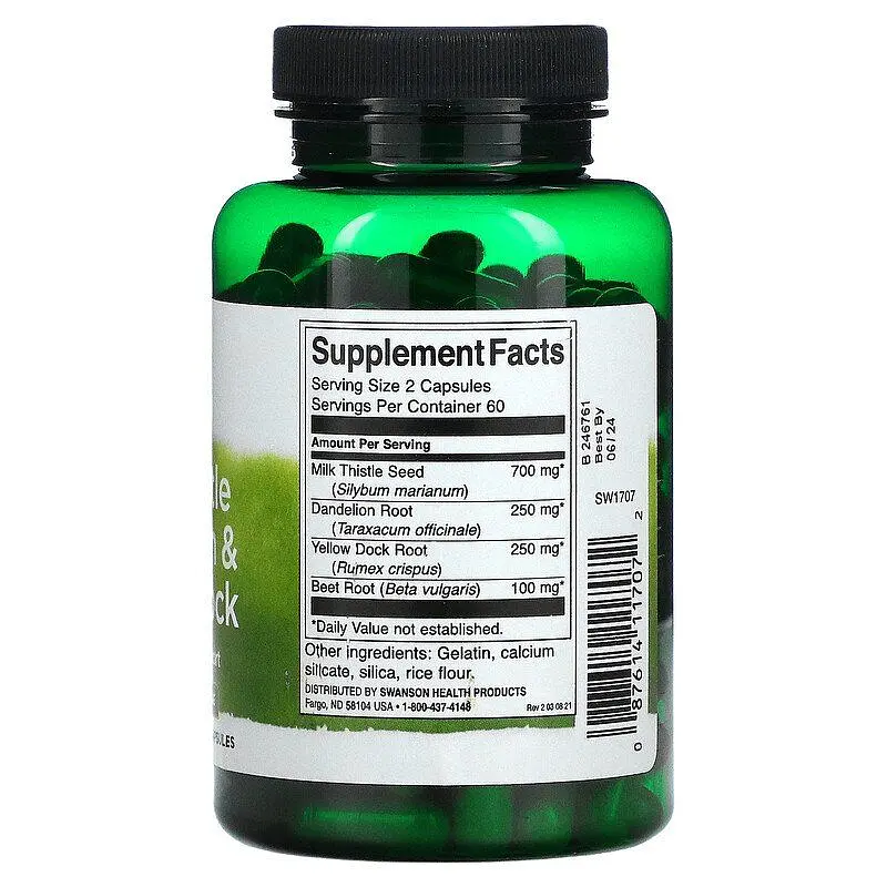 Розторопша Swanson Milk Thistle Dandelion & Yellow Dock 120 капсул - фото 2