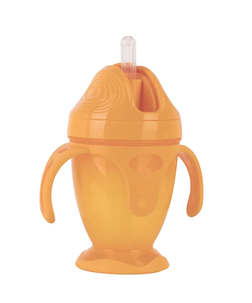 Поїльник Baby Team, з силіконовою трубочкою та ручками, 9+ міс., 220 мл, помаранчевий (5011_оранжевый) - фото 2