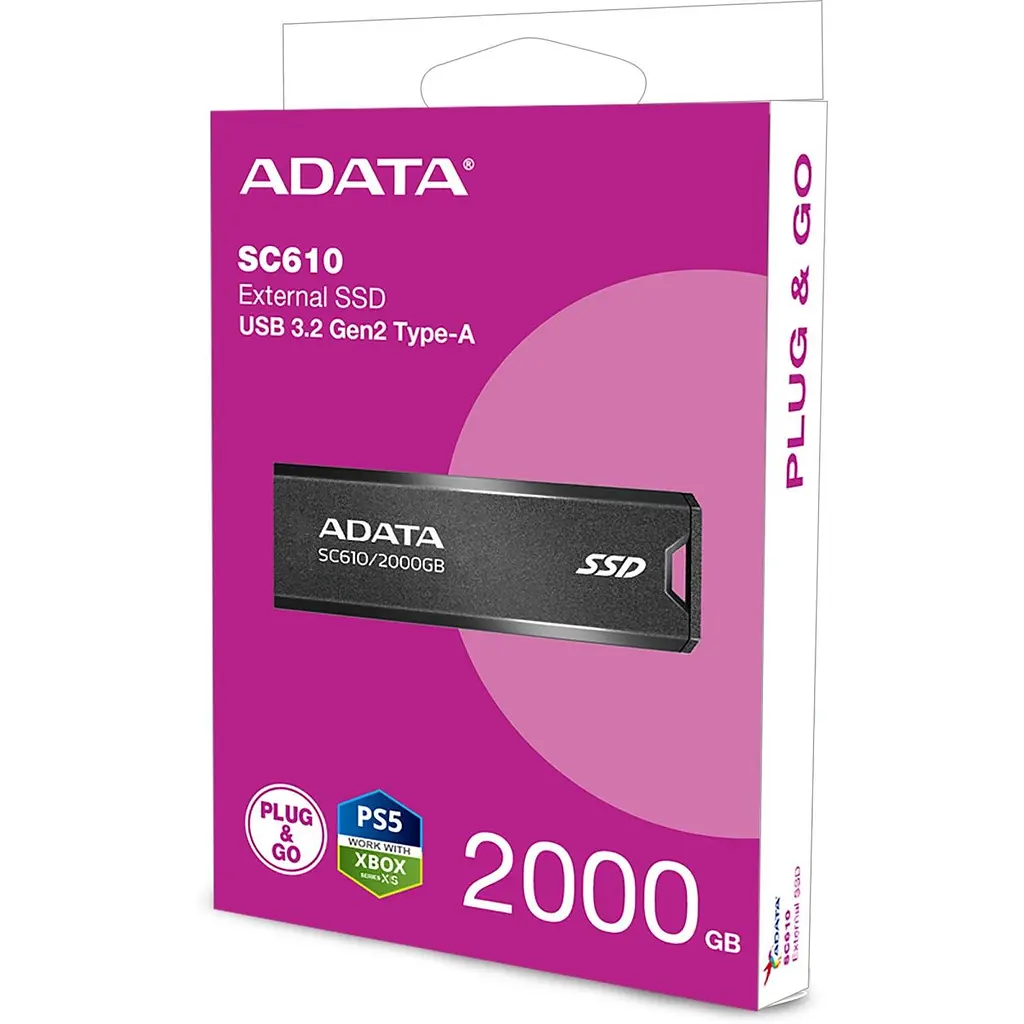 Зовнішній SSD накопичувач ADATA SC610 2TB Black (SC610-2000G-CBK/RD) [168833] - фото 8