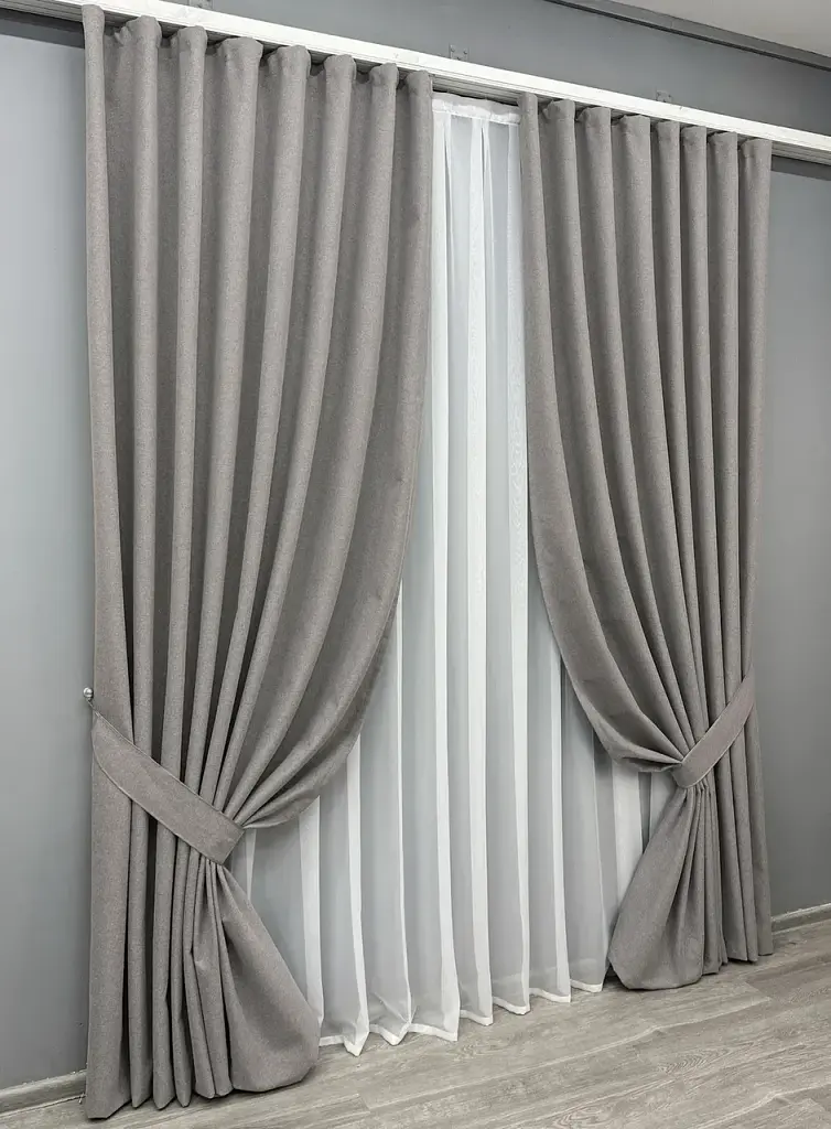 Комплект штор VR-Textil Ashen Night блекаут 2 шт 150x290 см бежево-сірий (1850ш) - фото 3