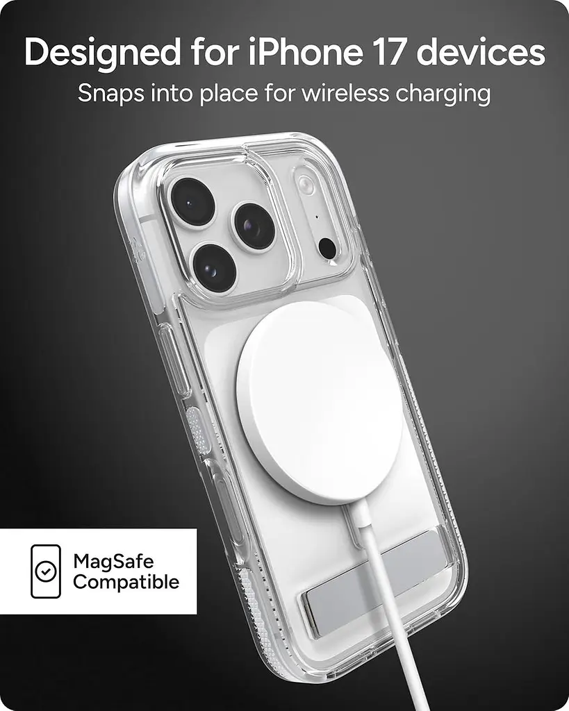 Чохол протиударний ZAGG Gear4 Santa Cruz MagSafe KS Clear Case для iPhone 17 Pro Max Прозорий із підставкою - фото 6
