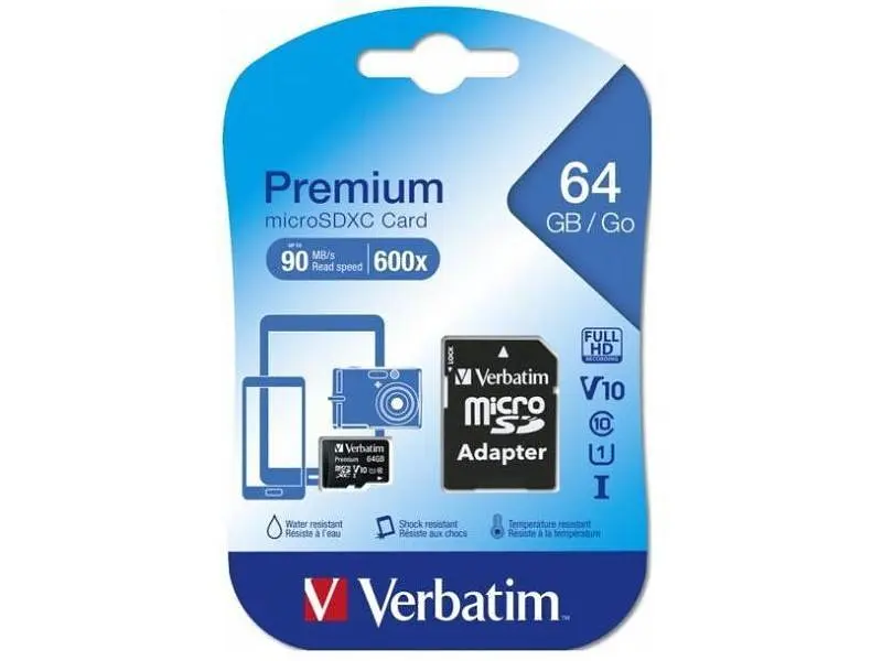 Карта пам'яті Verbatim Premium microSDXC UHS-I (U1) V10 + SD Adapter 64 GB (44084) - фото 3