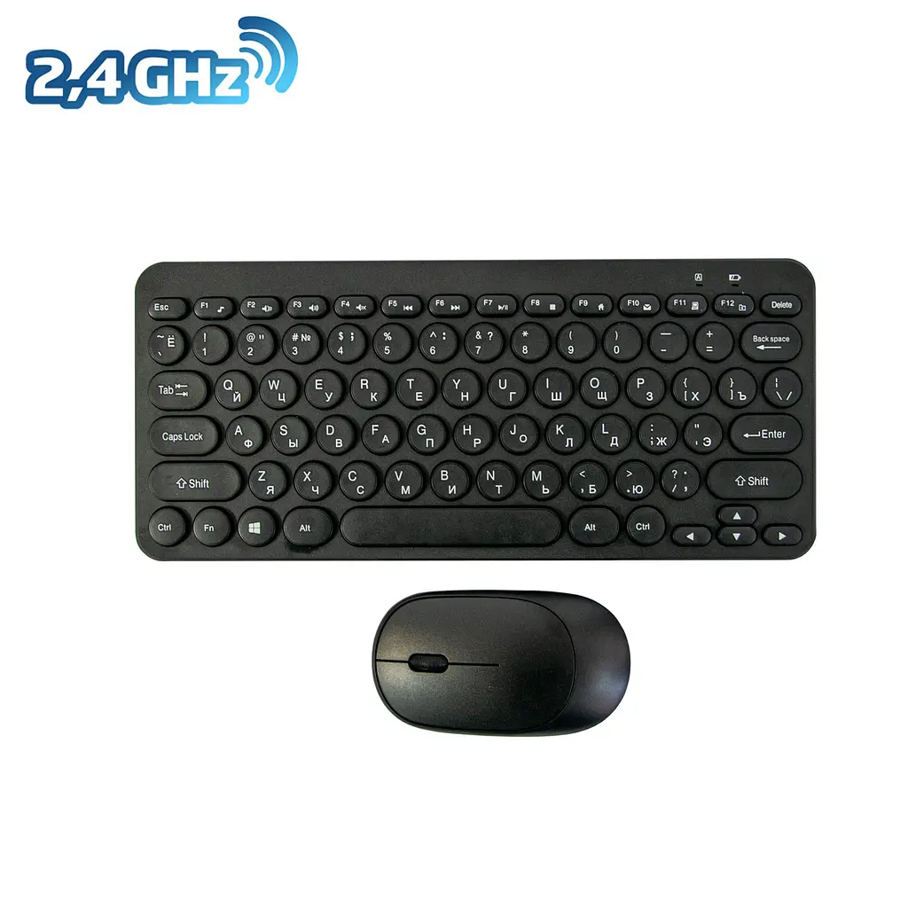 Бездротова клавіатура та мишка маленька чорна Multimedia Keyboard Wireless 2.4GHz - фото 2