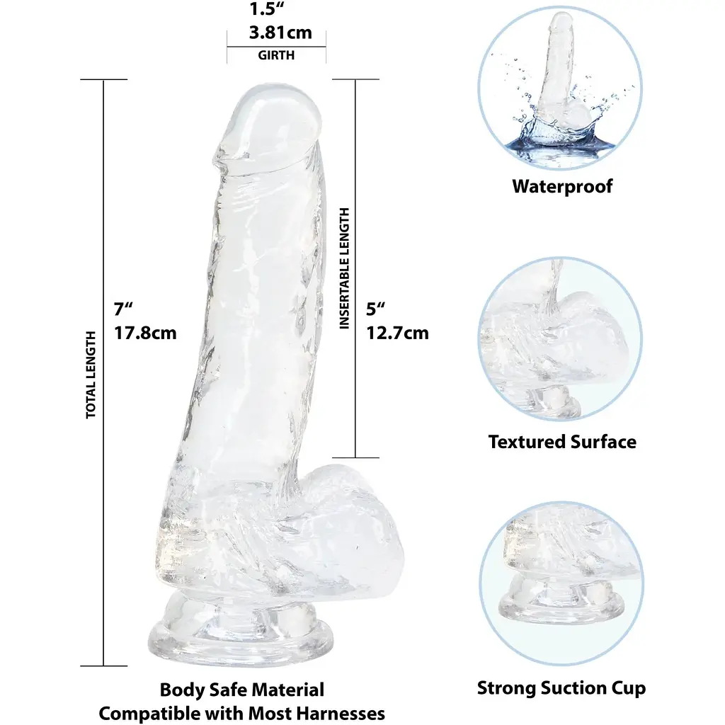 Фалоімітатор Addiction - Clear Dildo With Balls 7 - фото 2