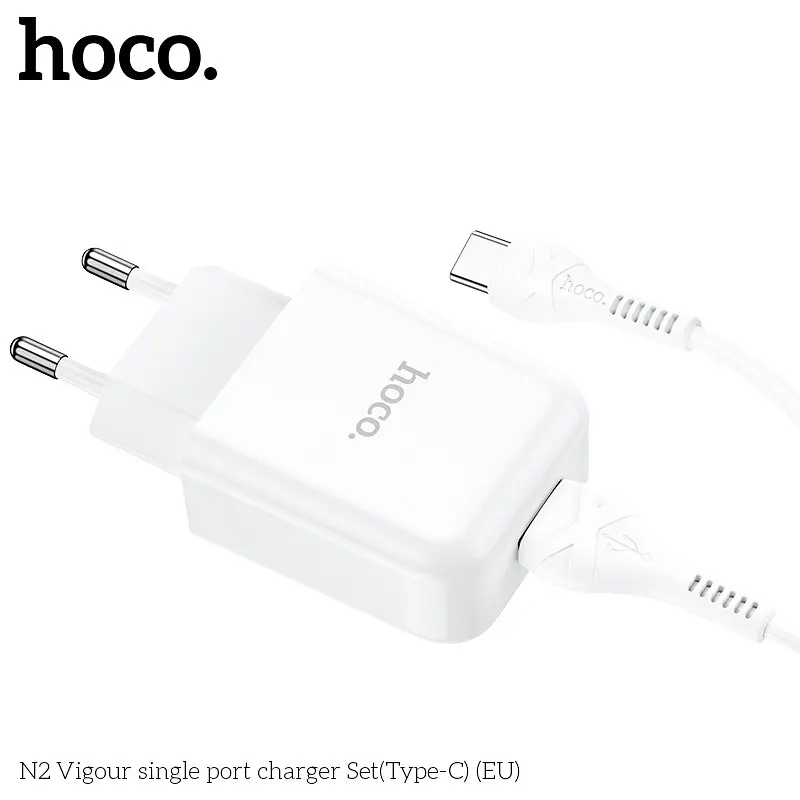 Адаптер мережевий HOCO Type-C cable Vigour N2 комплект із кабелем чорний - фото 6