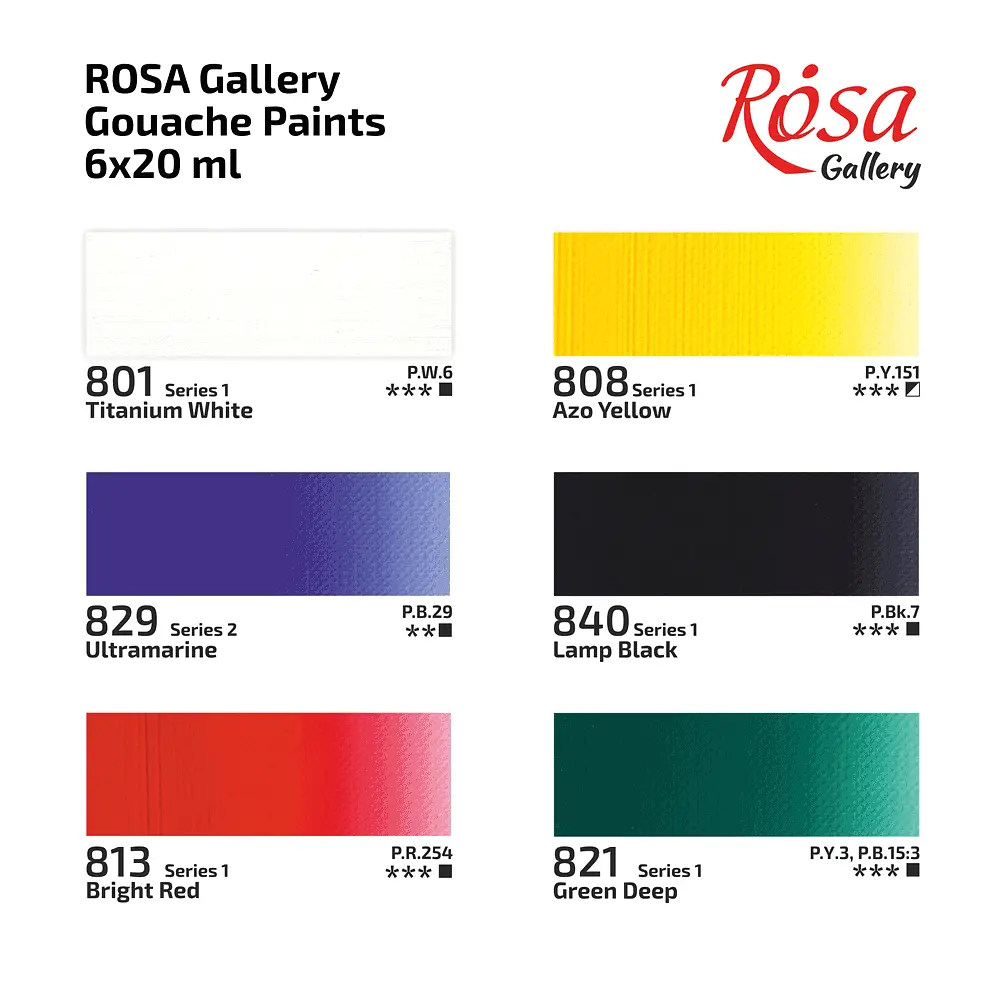 Набір гуашевих фарб 6х20 мл ROSA Gallery (4823098544753) - фото 6
