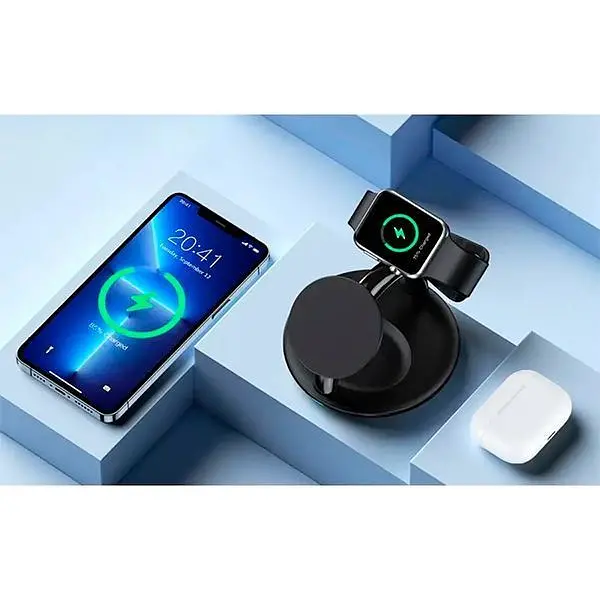 Бездротовий зарядний пристрій Choetech T587-F Magnetic 3 в 1 Wireless Charging Stand Black [101519] - фото 4
