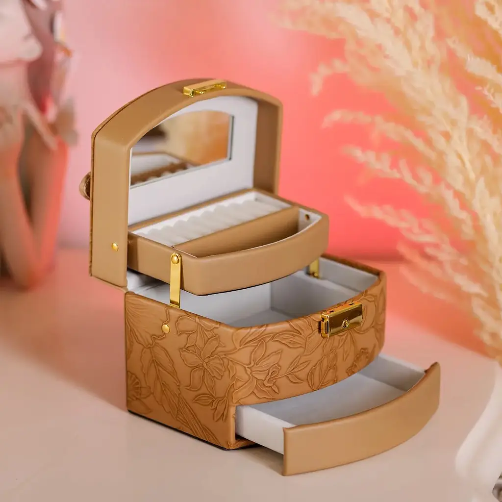 Кейс-шкатулка для украшений Yiwu с замком 15.5х11.5х11.5 см коричневый HP-5-23BR - фото 8