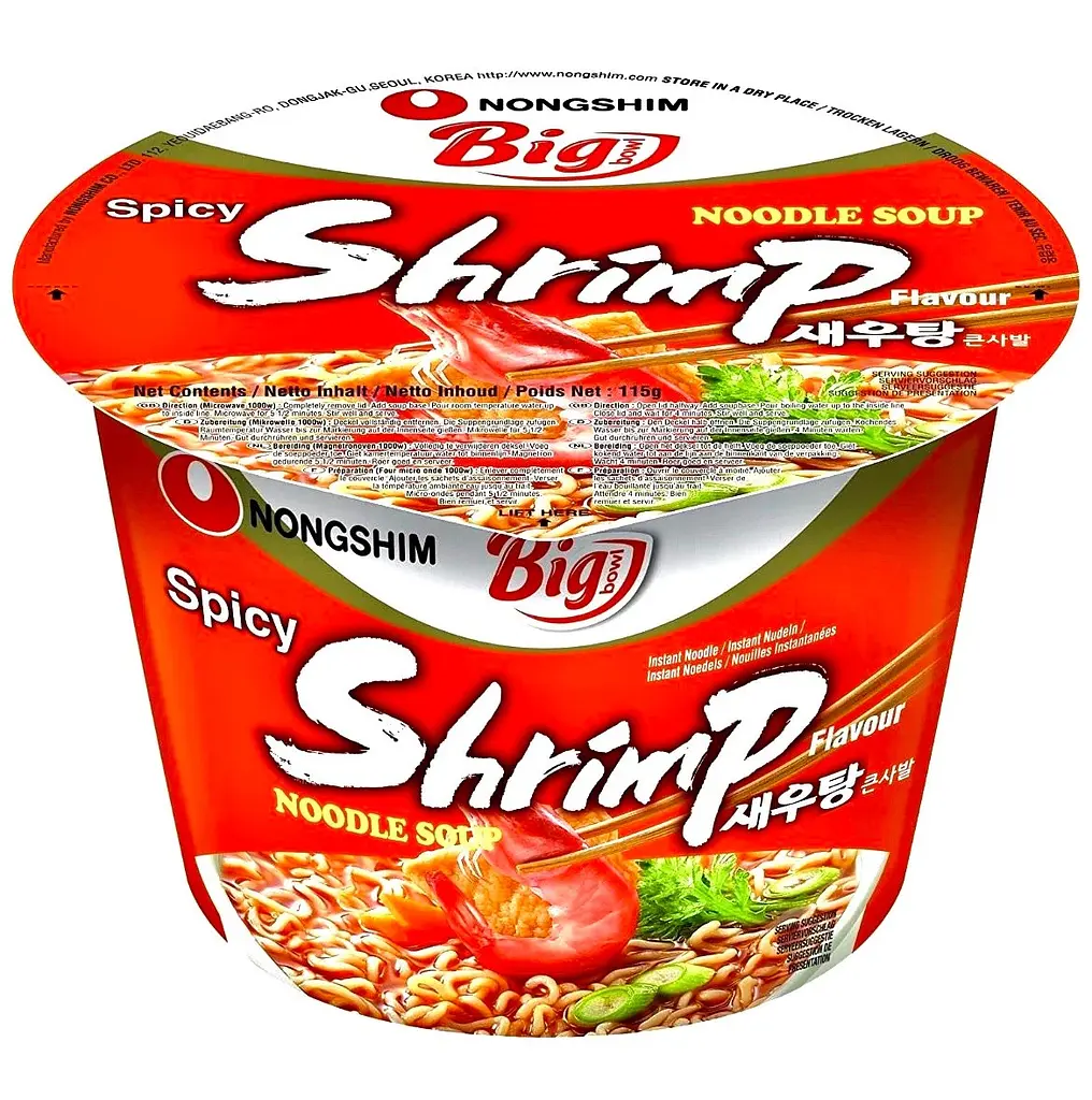 Корейський рамен Nongshim Big Bowl Noodle Shrimp зі смаком креветок у стакані 115 г