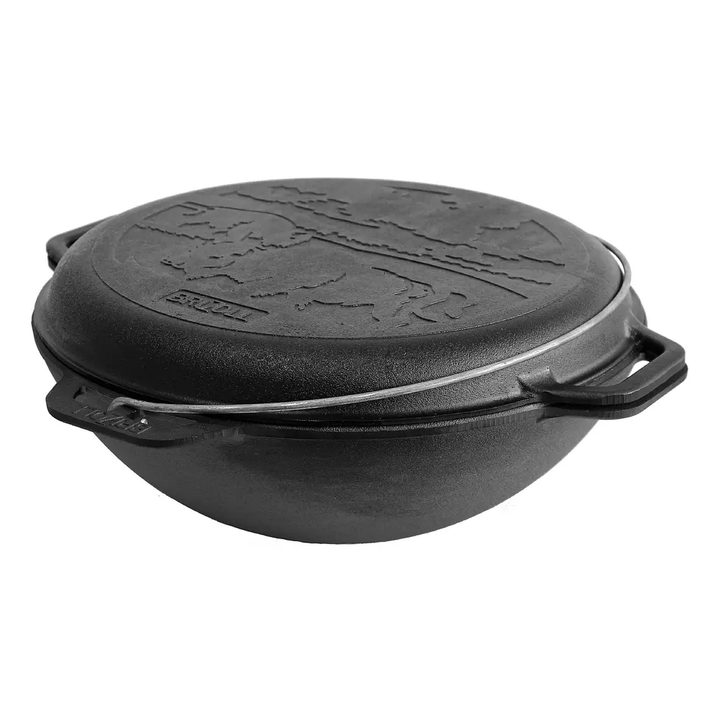 Казан чавунний азіатський Brizoll з кришкою-сковородою, 12 л (KA12-2) - фото 3