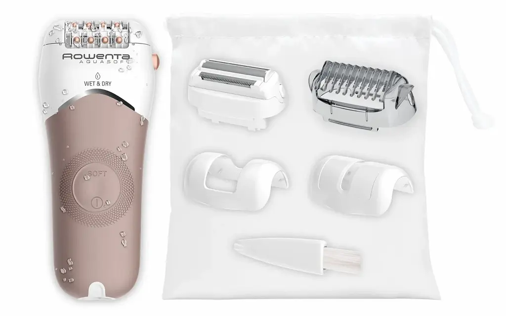 Епілятор Rowenta Aquasoft Wet&Dry пінцетний, акумуляторний , пінцет.-24, волог.+сух., насадок-4, пудровий - фото 10