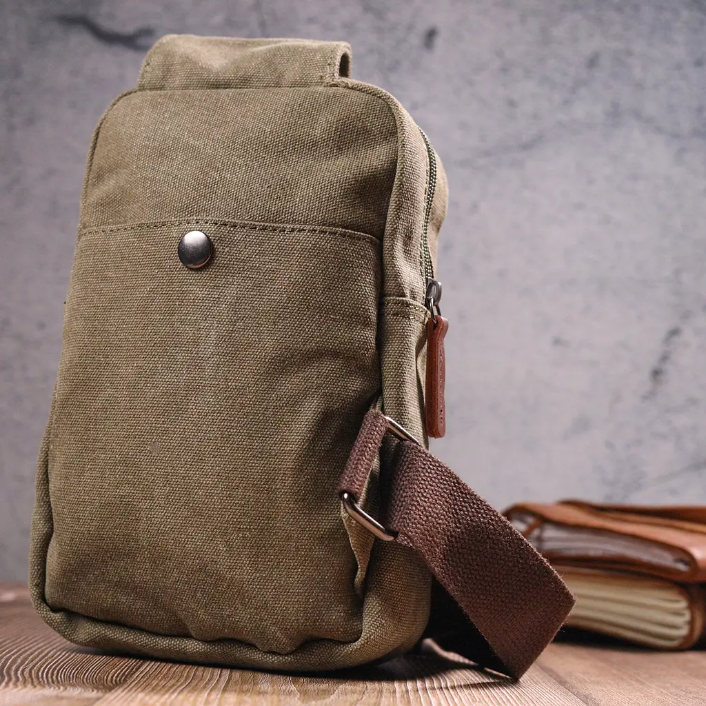 Современная сумка мужская через плечо из плотного текстиля Vintage 15х22х6 см sum0021426 - фото 8