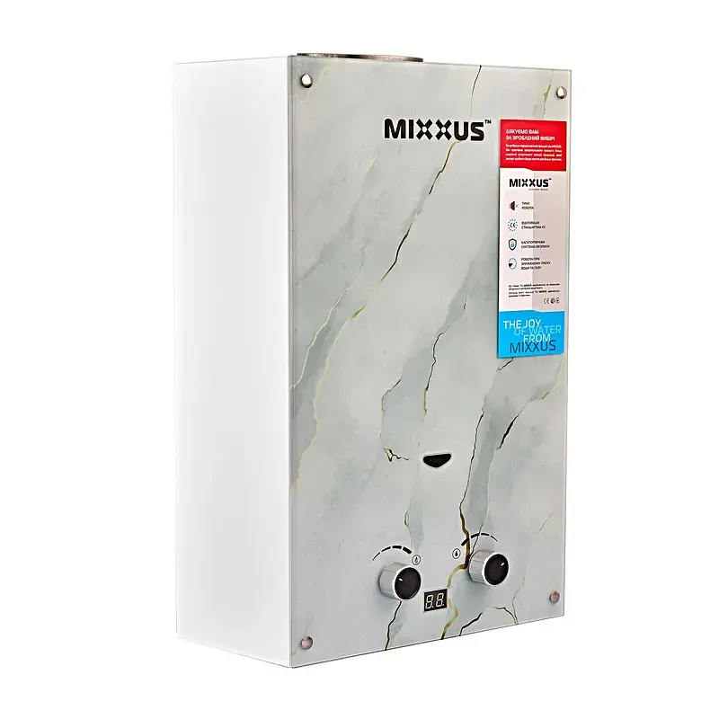 Газова колонка Mixxus GWH-0510 Basic Glass димохідна 10 л/хв (панель зі скла з малюнком) WH0026