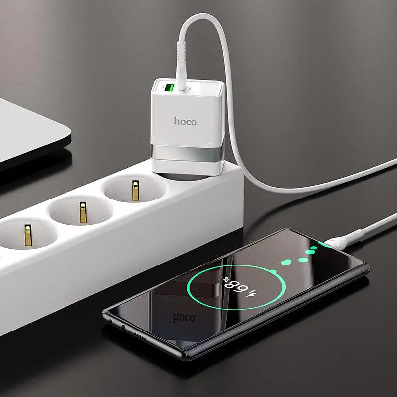 Зарядное устройство Hoco N21 Extension speed charger set 30w USB + Type-C кабель - фото 4
