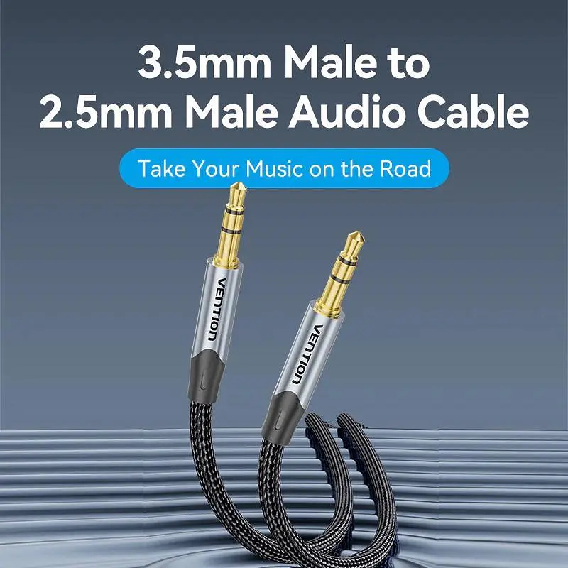 Кабель Vention 3.5mm Male to 2.5mm Male 0.5m Black (BKFHD) - фото 2