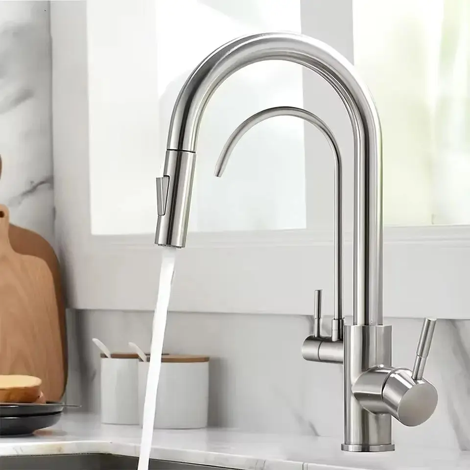Смеситель для кухни с подключением к фильтру воды и выдвижным изливом Rea Eco Fresh brushed nickel (REA-B7563) - фото 2