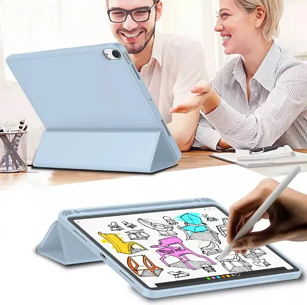 Чохол-книжка BeCover Tri Fold Soft TPU з кріпленням Apple Pencil для Apple iPad Air 4/5 2020/2022 10.9" Light Blue (711108) - фото 5