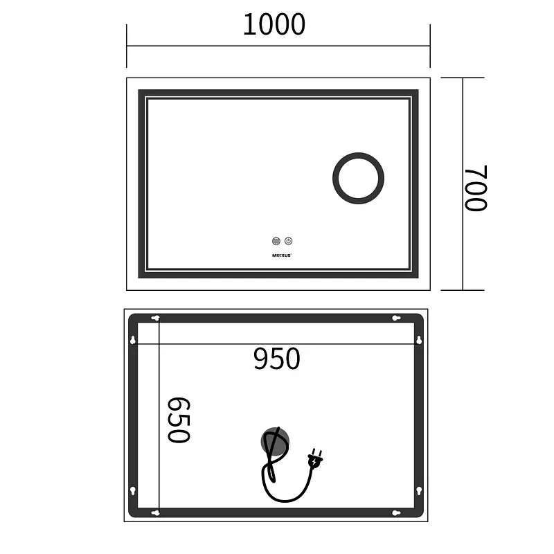 Дзеркало Mixxus Premium Quadro MR20-100x70 MP6622 - фото 3