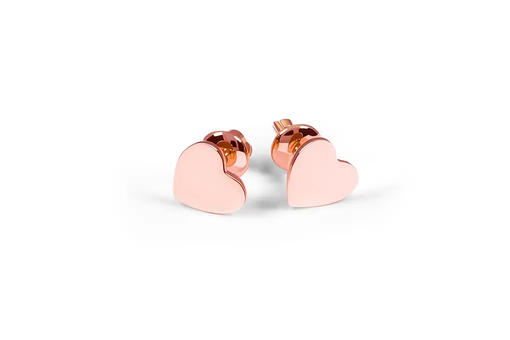 Сережки пуссети з червоного золота серце S-0103 - фото 3