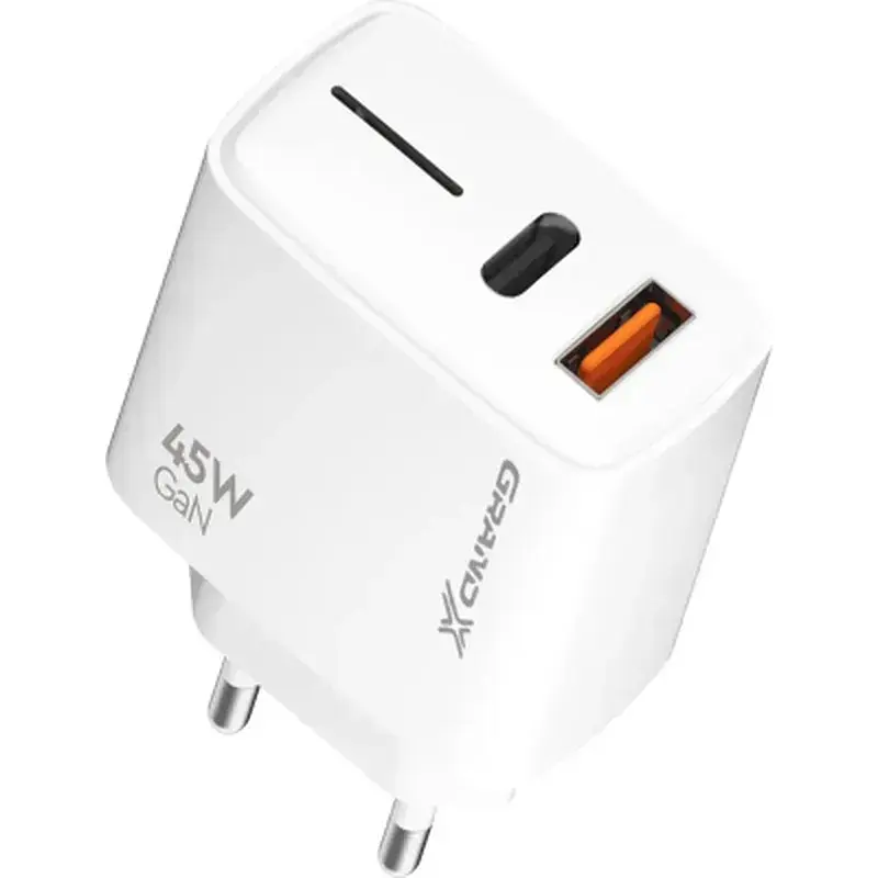 Зарядний пристрій Grand-X GaN 1xUSB-C + 1xUSB QC3.0 45W white (CH-460W) - фото 2