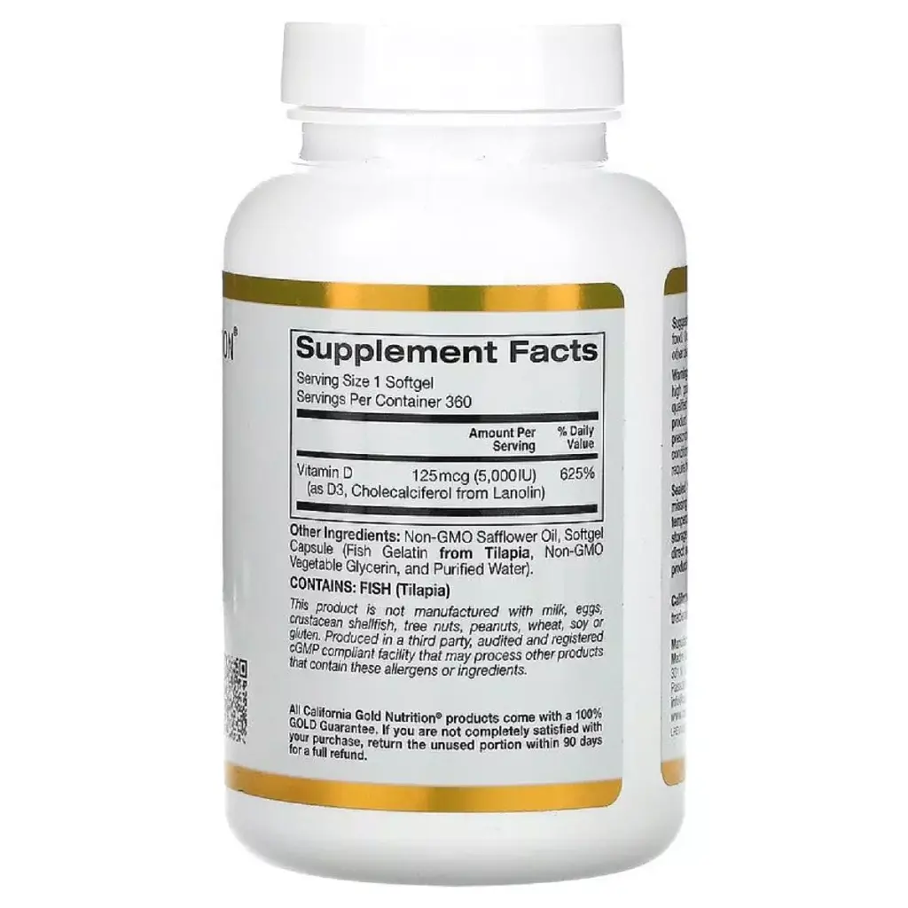 Вітамін D3 California Gold Nutrition 360 желатинових капсул - фото 2