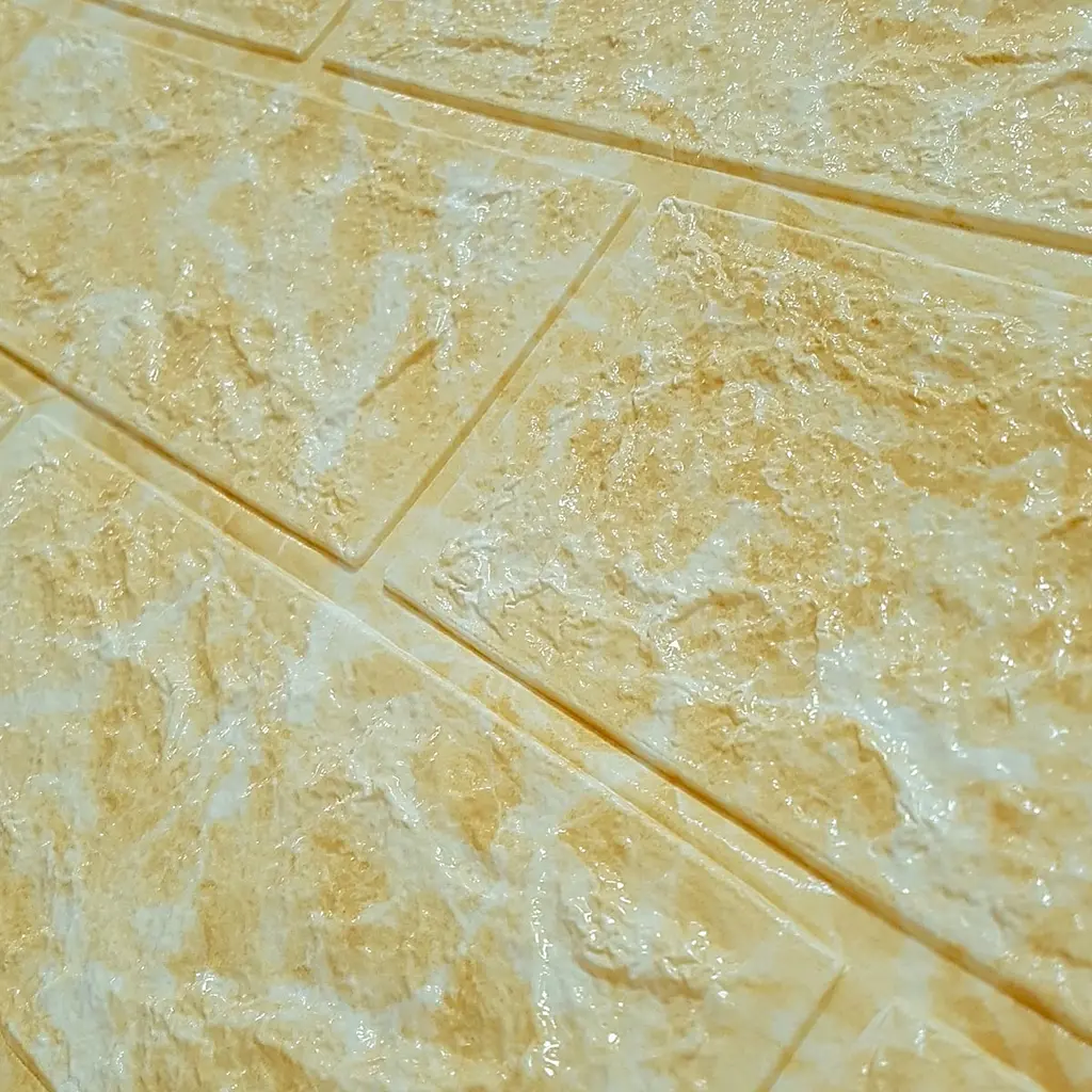 Самоклейка декоративна 3D панель 3D Loft під цеглу бежевий мармур в рулоні 3080x700x3мм - фото 6