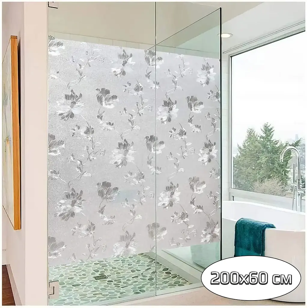 Плівка самоклеюча Hibiscus PVC 200×60 см, декоративна, для скла. з малюнком квіти - фото 2
