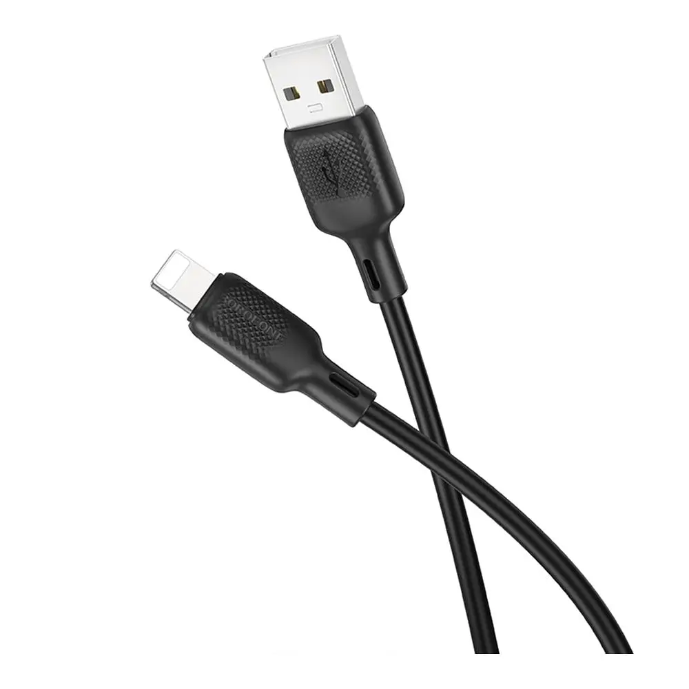 Кабель синхронізації Borofone BX113 Silicone 2.4A USB-A to Lightning 3 м Black (35553_3346715) - фото 4