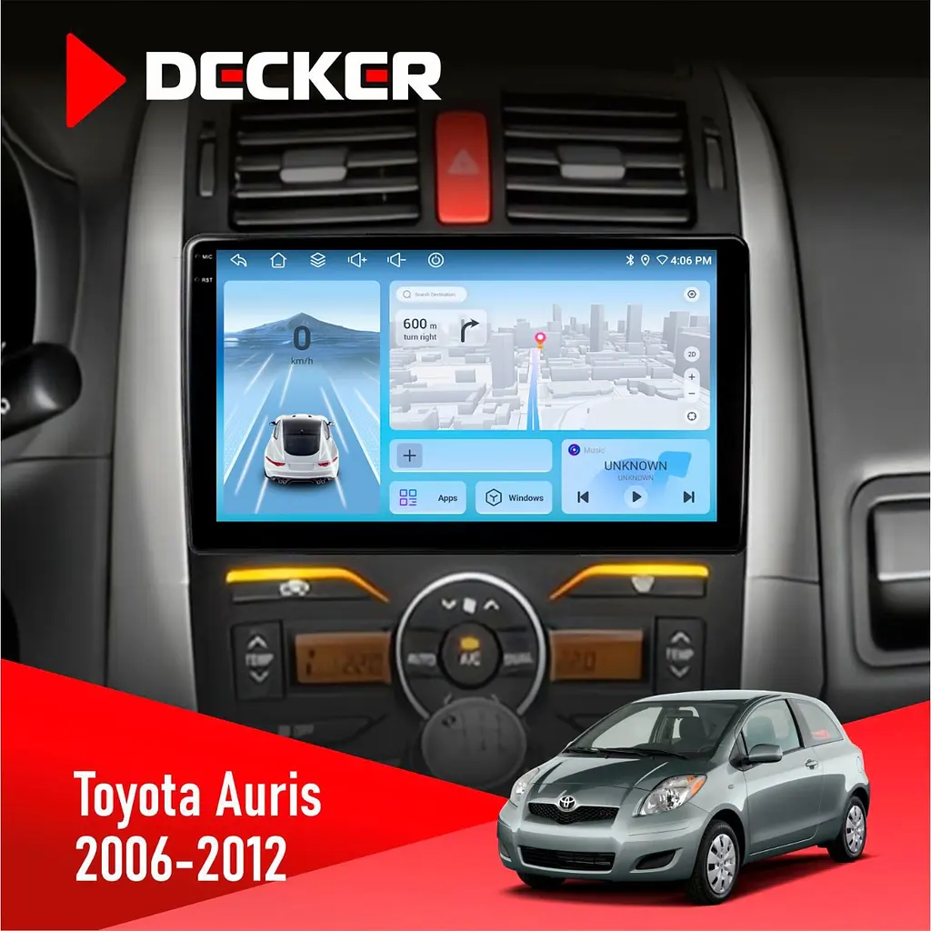 Штатна магнітола Toyota Auris 2006-2012 Decker D9-010 6x128, DSP, 4G, 2K Decker (НФ-00004815)