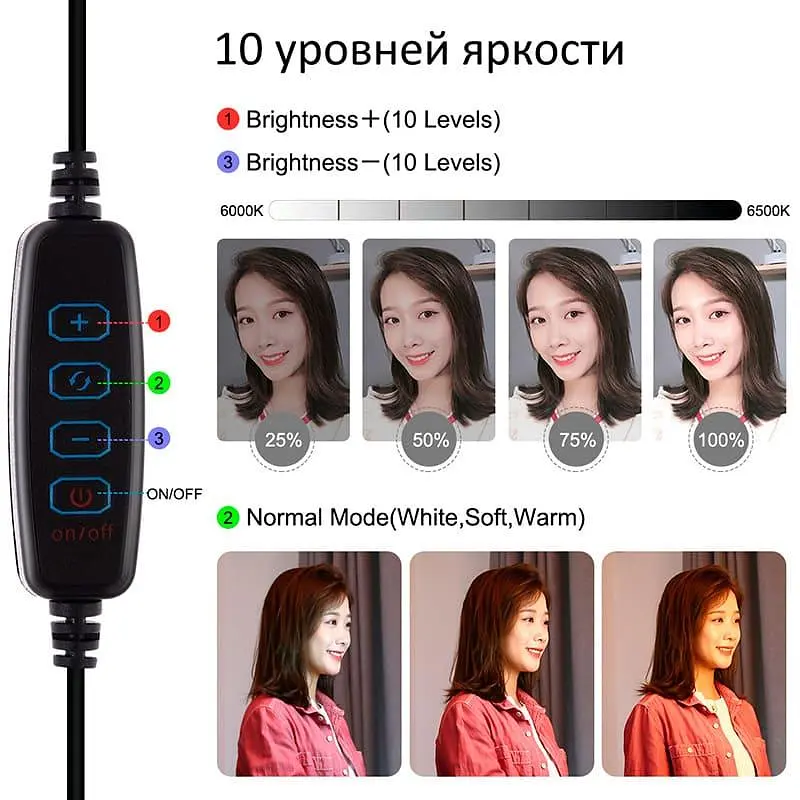 Кільцева USB LED лампа Puluz PU392 6.2"+ настільне кріплення 18-28 см - фото 3