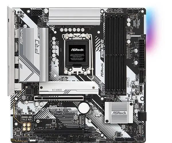 Материнська плата ASRock B760M PRO RS (1700/B760, 4xDDR5, 2xPCIex16, 4xSATAIII, 3xM.2, 2.5GLan, 7.1ch, mATX) - фото 2