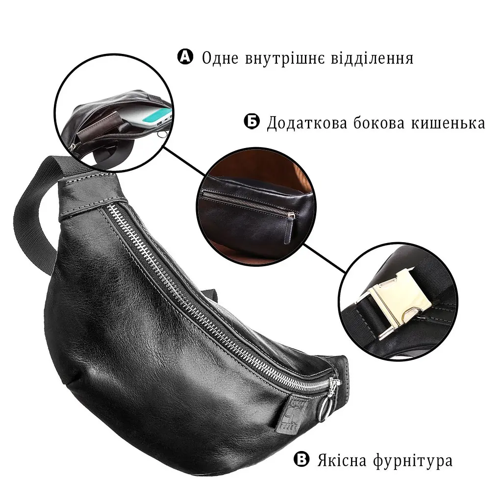 Поясна сумка Grande Pelle 11140 чорна - фото 8
