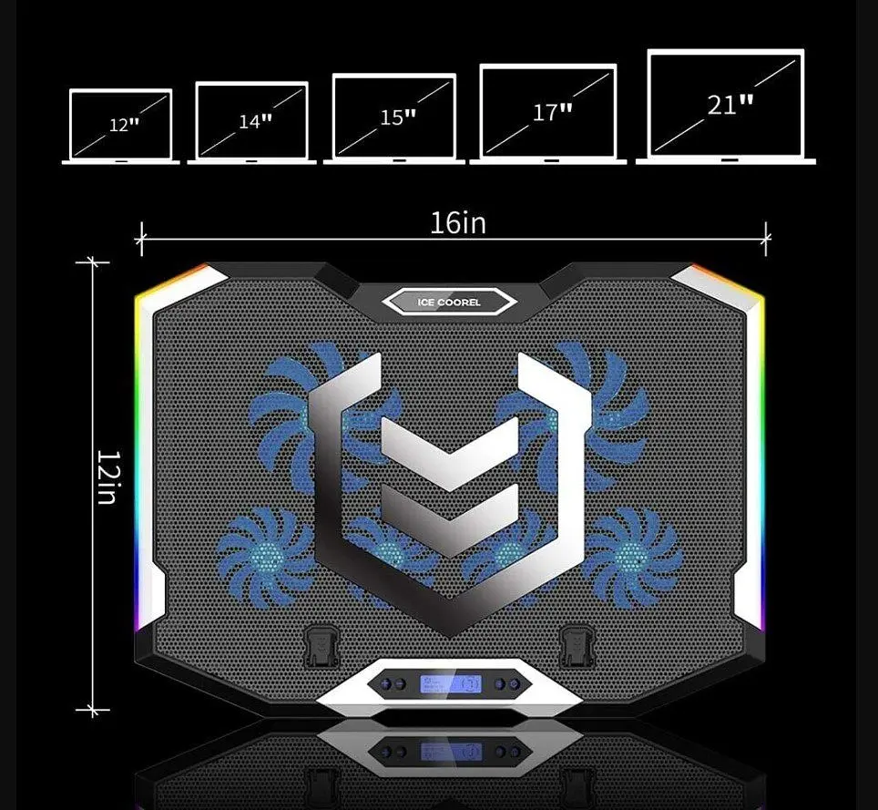 Охлаждающая подставка для ноутбука 15-17.3 дюймов Ice Coorel K9 RGB - фото 3
