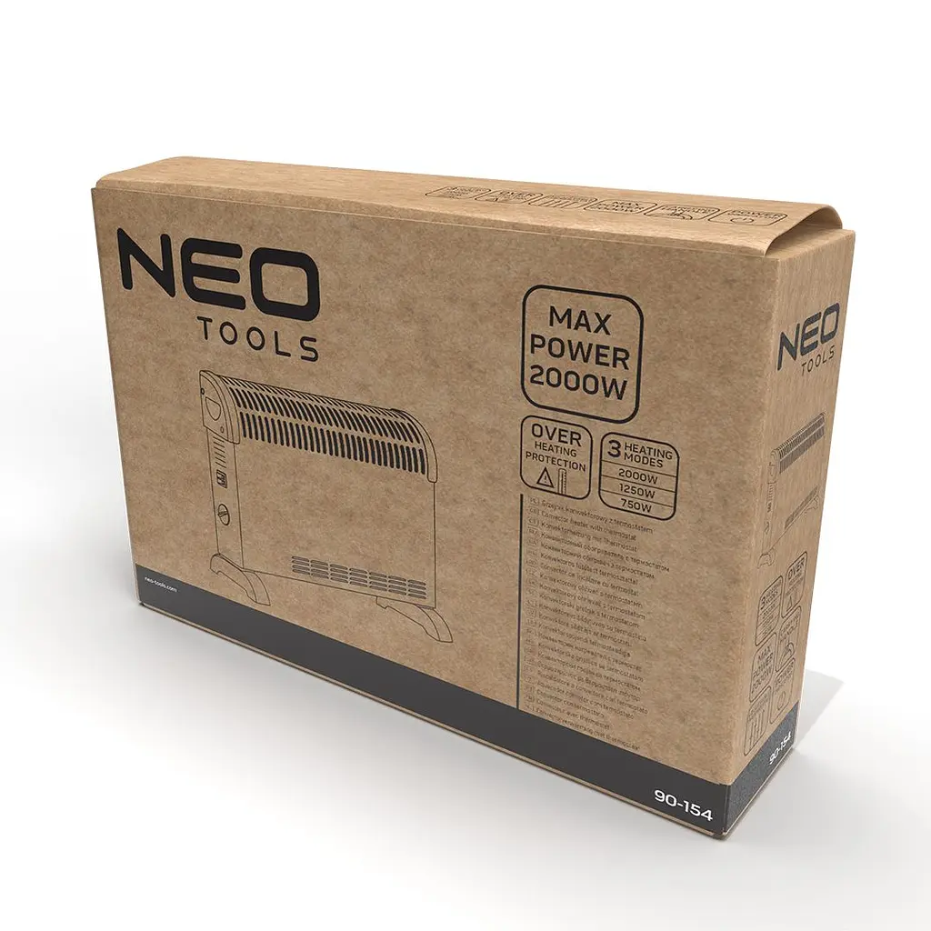 Конвектор Neo Tools 25м2, 2000Вт, мех. упр-ння, з термостатом, відкритий нагрів. елемент, білий - фото 7