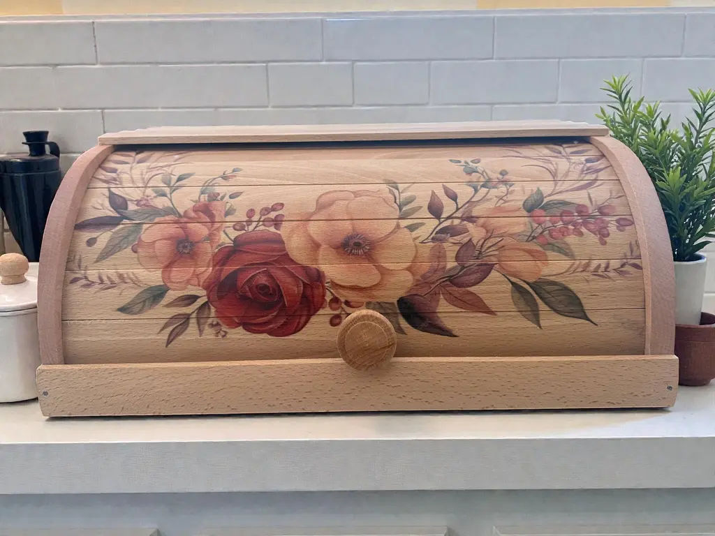 Хлібниця деревʼяна класична з принтом 38×27×17 см - фото 6